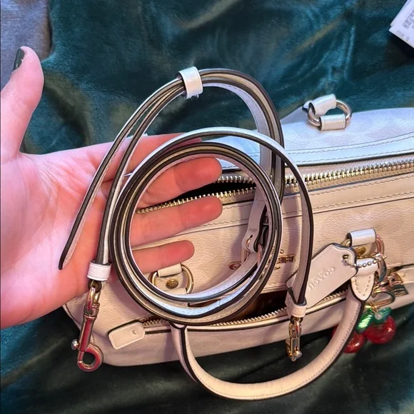 Coach Cream Satchel with Cherry Charm - Picture 9 of 9